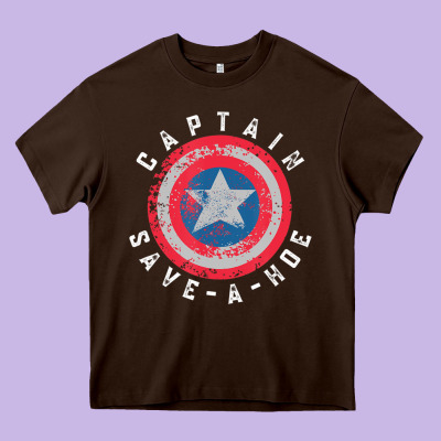 Captain Save-a-hoe Vintage Funny Retro Heavy Core Tee Designed By Studioelite