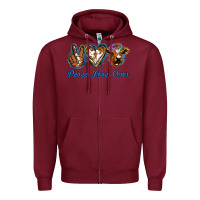 Burgundy Peace Love Cows Zipper Hoodie - Jasminsmagicworld