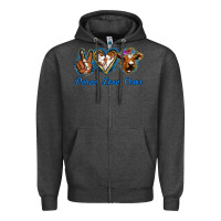 Charcoal Heather Peace Love Cows Zipper Hoodie - Jasminsmagicworld