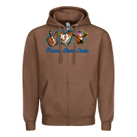 Chestnut Peace Love Cows Zipper Hoodie - Jasminsmagicworld
