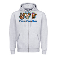 Heather Grey Peace Love Cows Zipper Hoodie - Jasminsmagicworld