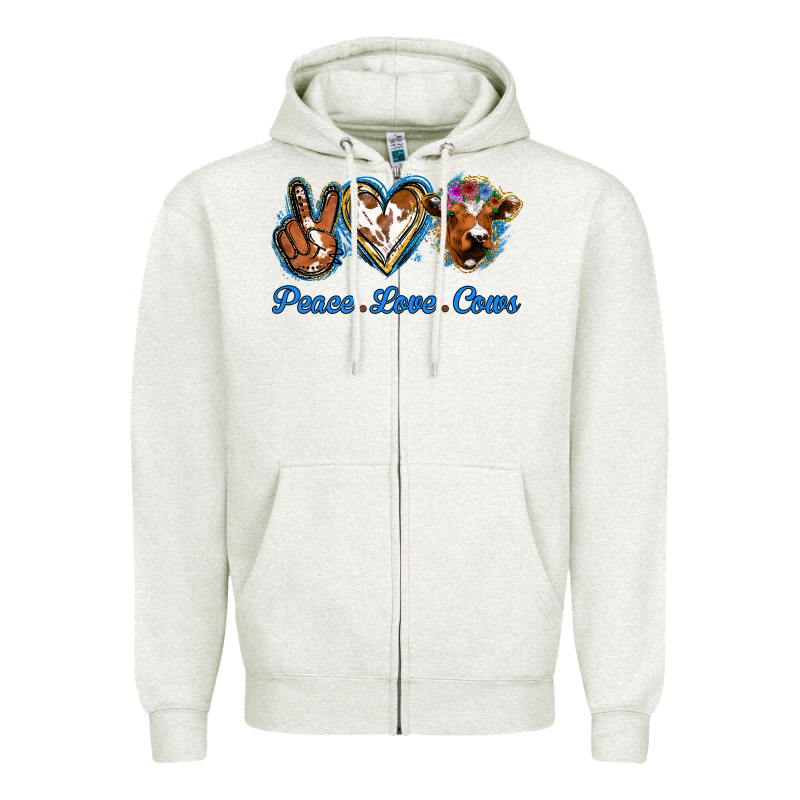 Peace Love Cows Zipper Hoodie by Jasminsmagicworld | Teevron