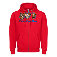 Red Peace Love Cows Zipper Hoodie - Jasminsmagicworld