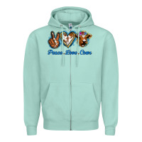 Seafoam Peace Love Cows Zipper Hoodie - Jasminsmagicworld