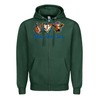 Sports Green Peace Love Cows Zipper Hoodie - Jasminsmagicworld