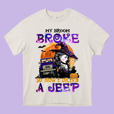 My Broom Broke So Now I Drive A J.e.e.p Witch Halloween T Shirt Heavy Core Tee Designed By Studioelite