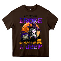 Chocolate Brown my broom broke so now i drive a j.e.e.p witch halloween t shirt Heavy Core Tee - StudioElite