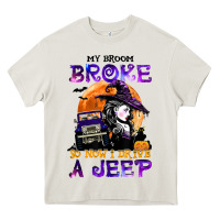 Cream my broom broke so now i drive a j.e.e.p witch halloween t shirt Heavy Core Tee - StudioElite