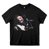 Black Original Portrait of Luciano Pavarotti Heavy Core Tee - StudioElite