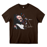 Chocolate Brown Original Portrait of Luciano Pavarotti Heavy Core Tee - StudioElite