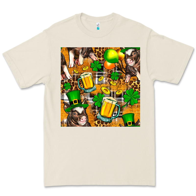 St. Patrick's Day Pig With Beer And Shamrock Seamless Premium Tee by FaDigitalArtStudio | Teevron