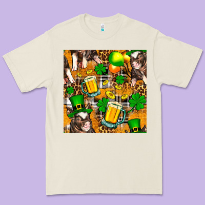 St. Patrick's Day Pig With Beer And Shamrock Seamless Premium Tee Designed By Fadigitalartstudio