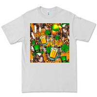 Dove Grey St. Patrick's Day Pig With Beer And Shamrock Seamless Premium Tee - FaDigitalArtStudio