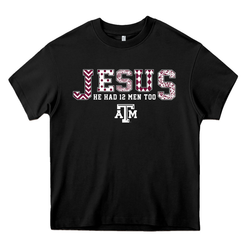 Texas A&m Aggies Jesus - Had 12 Men - Patterned Heavy Core Tee by PixelFlow | Teevron