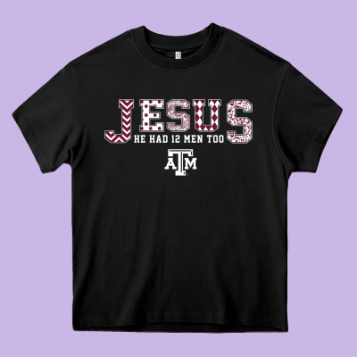 Texas A&m Aggies Jesus - Had 12 Men - Patterned Heavy Core Tee Designed By Pixelflow