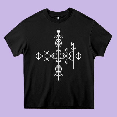 Haitian Veve  Voodoo Symbol T Shirt Heavy Core Tee Designed By Pixelflow