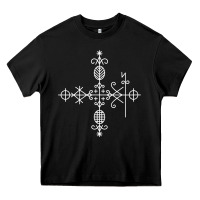 Black haitian veve  voodoo symbol t shirt Heavy Core Tee - PixelFlow