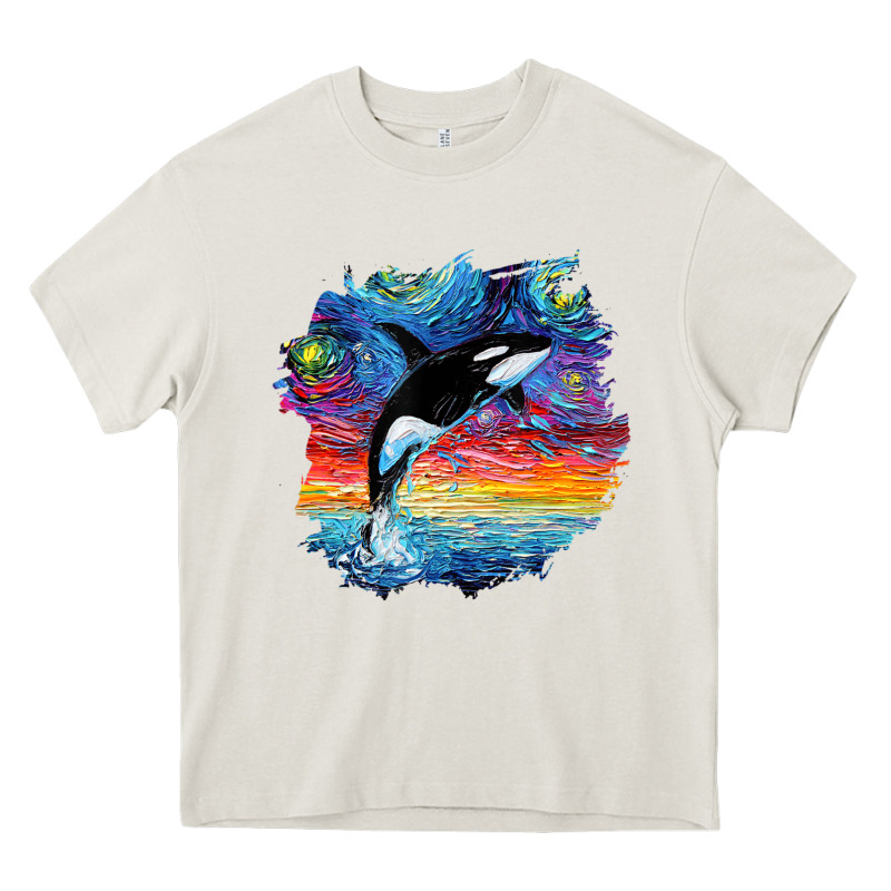 Orca Killer Whale Starry Night Impressionist Dog Art By Aja Heavy Core Tee by PixelFlow | Teevron