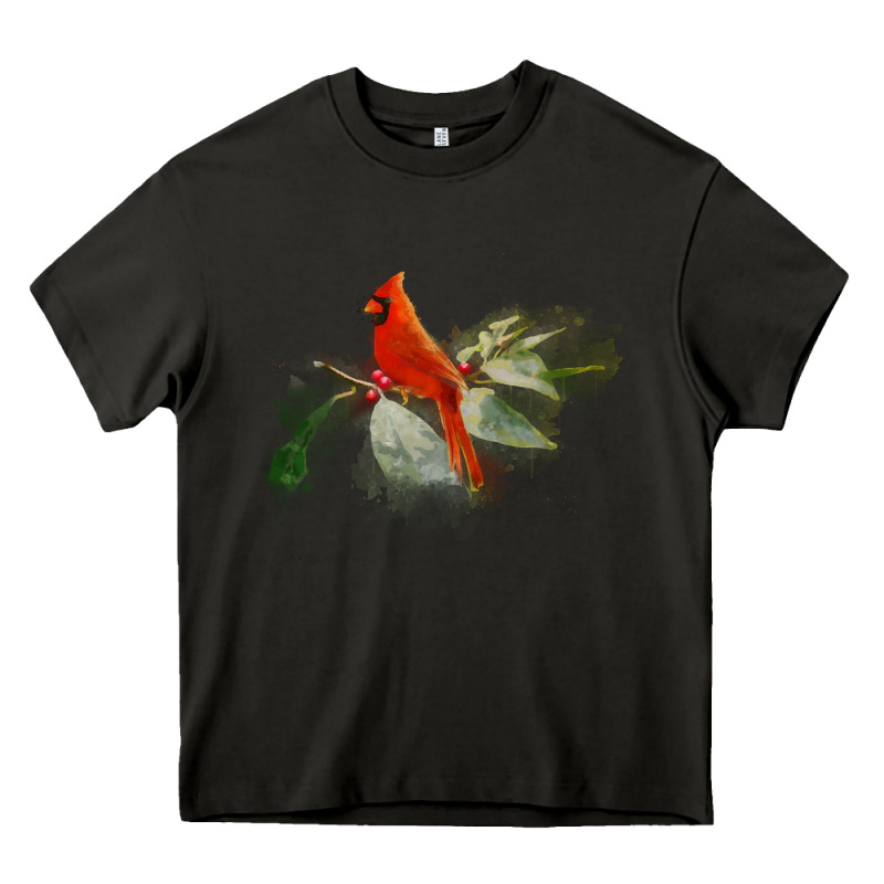 Wild Red Cardinal Bird Long Sleeve Heavy Core Tee by PixelFlow | Teevron