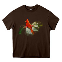 Chocolate Brown wild red cardinal bird long sleeve Heavy Core Tee - PixelFlow