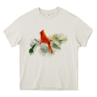 Cream wild red cardinal bird long sleeve Heavy Core Tee - PixelFlow