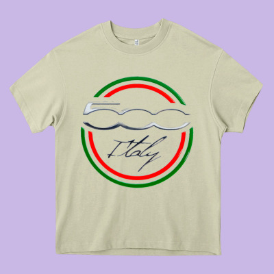 Fiat 500   Italy Heavy Core Tee Designed By Pixelflow