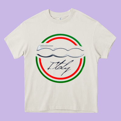 Fiat 500   Italy Heavy Core Tee Designed By Pixelflow