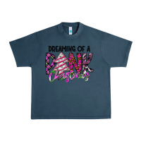 Midnight Navy Dreaming Of A Pink Christmas Urban Heavy Tee - CowhideDigitalArt