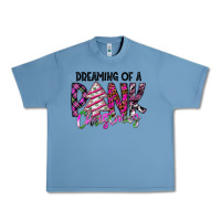 Pebble Blue Dreaming Of A Pink Christmas Urban Heavy Tee - CowhideDigitalArt