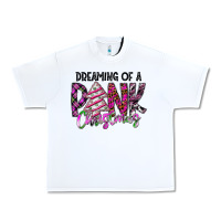 White Dreaming Of A Pink Christmas Urban Heavy Tee - CowhideDigitalArt