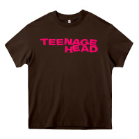 Chocolate Brown Teenage Head Print (Pink) Plain Heavy Core Tee - PixelFlow