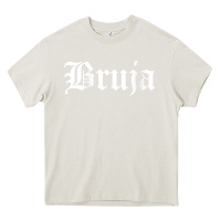 Cream womens bruja old english chola witchy v neck t shirt Heavy Core Tee - PixelFlow