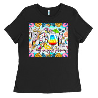 Black The Pool Is My Happy Place Ladies Tee - CowhideDigitalArt
