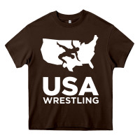 Chocolate Brown usa power united states Heavy Core Tee - PixelFlow