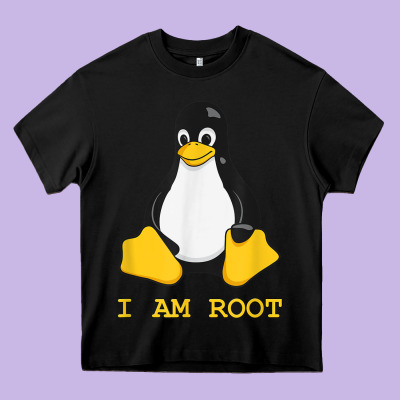 Linux Mascot Tux The Penguin I Am Root Tshirt Men Women Kids Heavy Core Tee Designed By Pixelflow