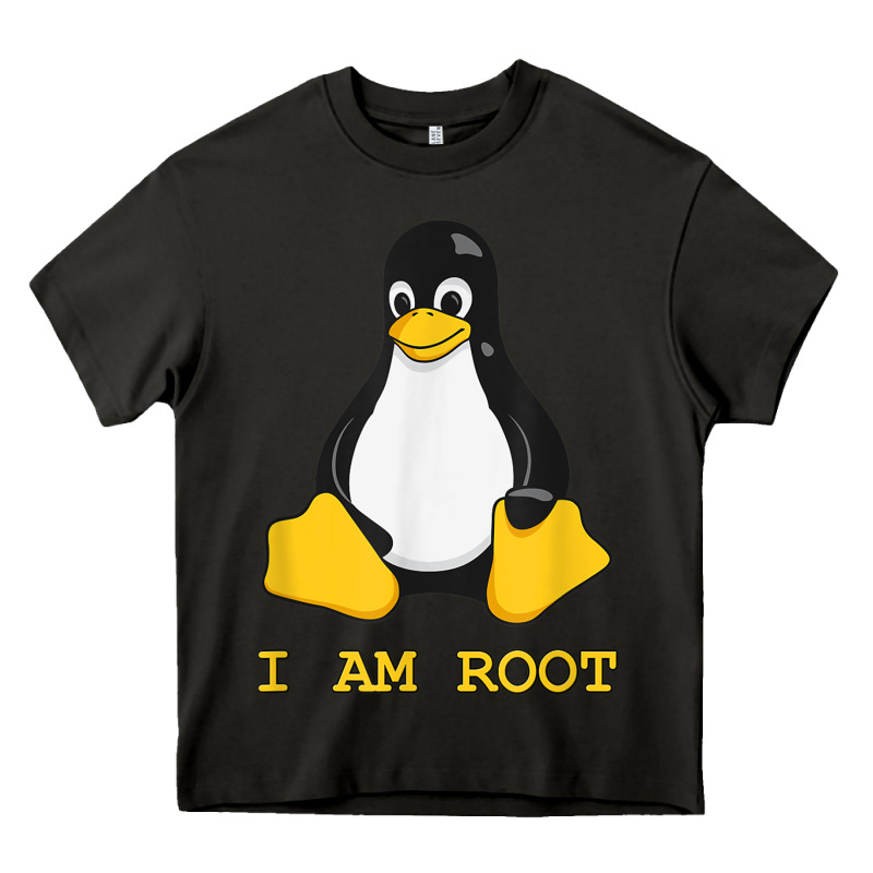 Linux Mascot Tux The Penguin I Am Root Tshirt Men Women Kids Heavy Core Tee by PixelFlow | Teevron