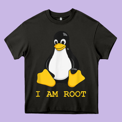 Linux Mascot Tux The Penguin I Am Root Tshirt Men Women Kids Heavy Core Tee Designed By Pixelflow
