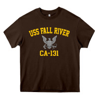 Chocolate Brown uss fall river ca 131 Heavy Core Tee - PixelFlow