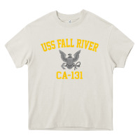 Cream uss fall river ca 131 Heavy Core Tee - PixelFlow