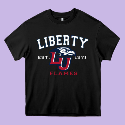 Liberty University Flames Football Lynchburg Virginia Sparky The Eagle Heavy Core Tee Designed By Pixelflow