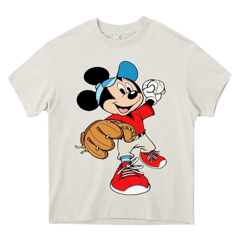 Micky-playing-baseball-cartoon-illustration-- Heavy Core Tee by PixelFlow | Teevron