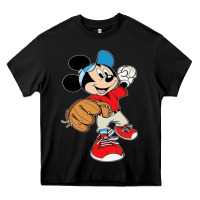 Black micky-playing-baseball-cartoon-illustration-- Heavy Core Tee - PixelFlow