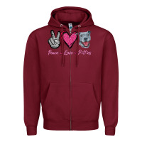 Burgundy Peace Love Pitties Zipper Hoodie - Jasminsmagicworld