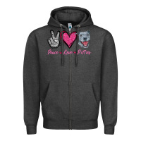Charcoal Heather Peace Love Pitties Zipper Hoodie - Jasminsmagicworld