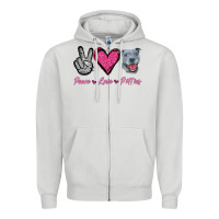 Dove Grey Peace Love Pitties Zipper Hoodie - Jasminsmagicworld