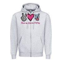 Heather Grey Peace Love Pitties Zipper Hoodie - Jasminsmagicworld