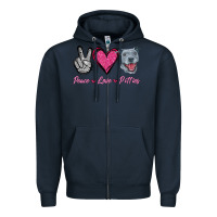 Navy Peace Love Pitties Zipper Hoodie - Jasminsmagicworld