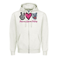Oatmeal Heather Peace Love Pitties Zipper Hoodie - Jasminsmagicworld