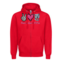 Red Peace Love Pitties Zipper Hoodie - Jasminsmagicworld
