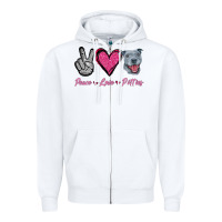 White Peace Love Pitties Zipper Hoodie - Jasminsmagicworld